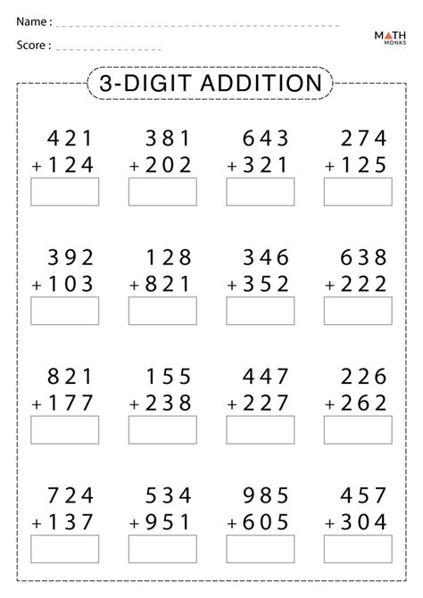 3 digit addition activities